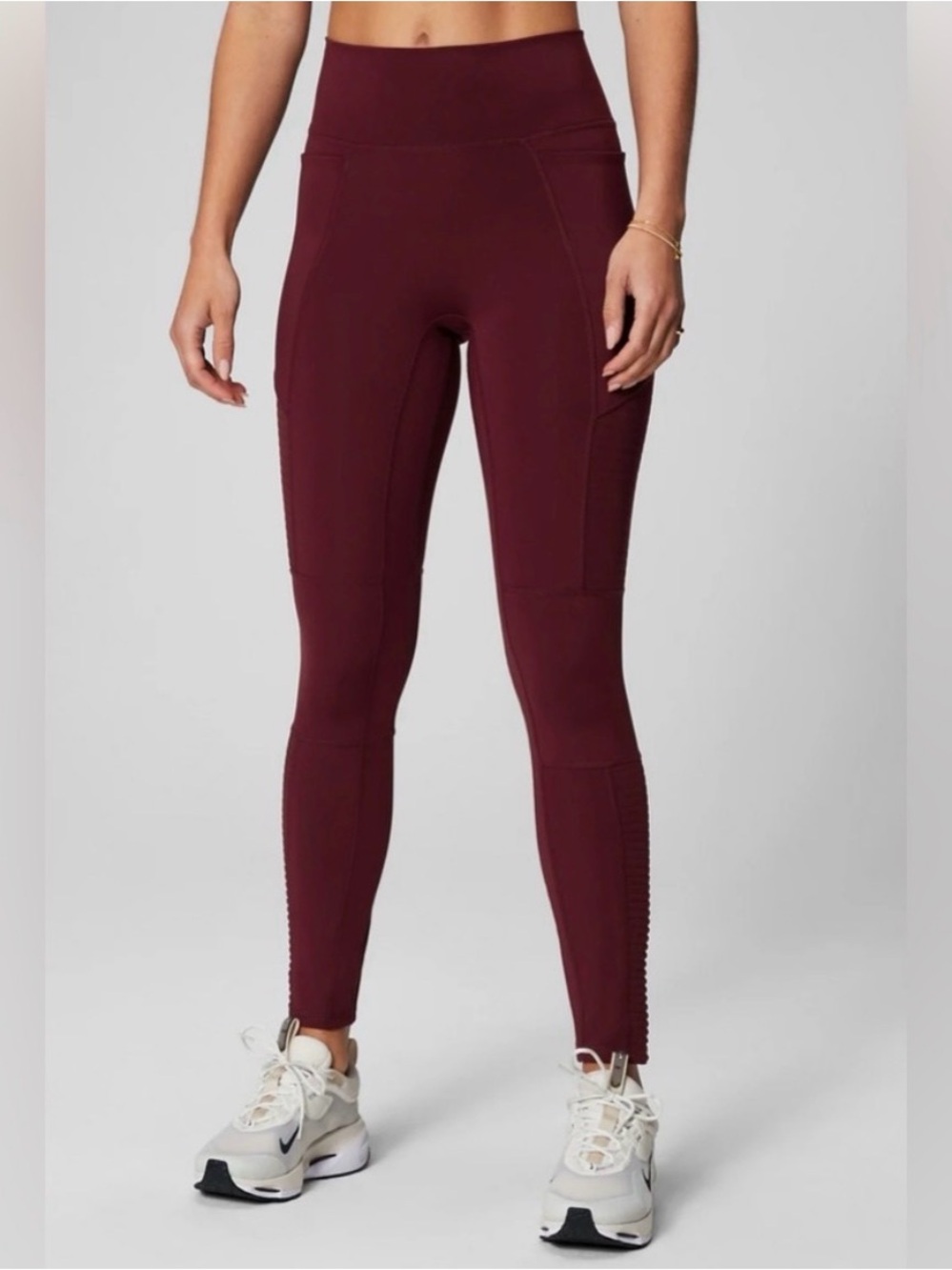 Fabletics Motion 365 Moto Burgundy Leggings sz M